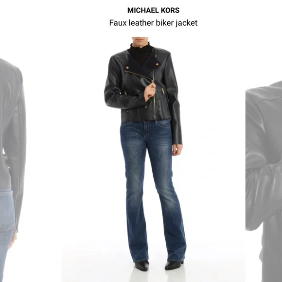 Michael KORS Faux Leather Biker Jacket Size L